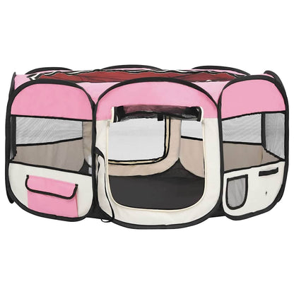 Hondenren inklapbaar met draagtas 145x145x61 cm roze