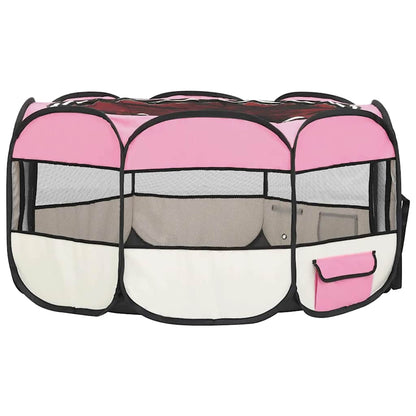 Hondenren inklapbaar met draagtas 145x145x61 cm roze