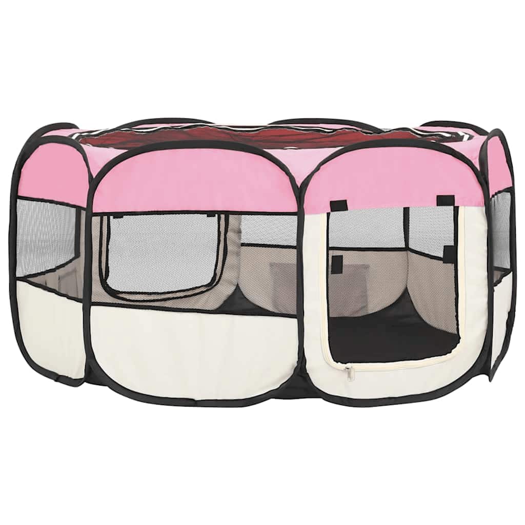 Hondenren inklapbaar met draagtas 145x145x61 cm roze