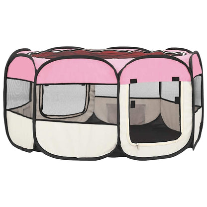 Hondenren inklapbaar met draagtas 145x145x61 cm roze