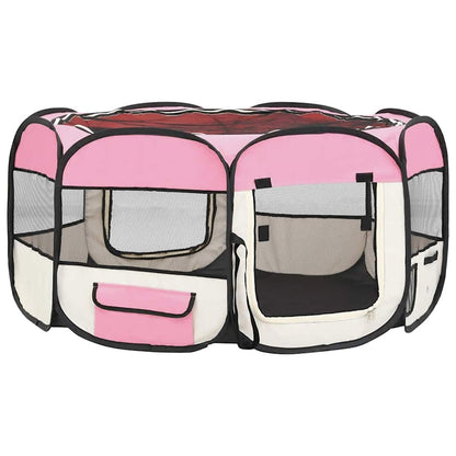 Hondenren inklapbaar met draagtas 145x145x61 cm roze