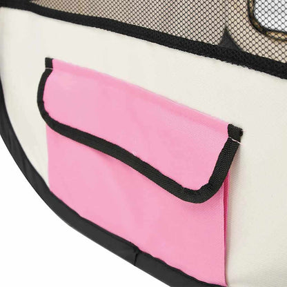 Hondenren inklapbaar met draagtas 145x145x61 cm roze