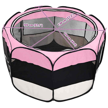 Hondenren inklapbaar met draagtas 145x145x61 cm roze