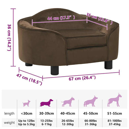 Hondenbank 67x47x36 cm pluche bruin