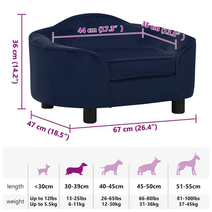 Hondenbank 67x47x36 cm pluche blauw
