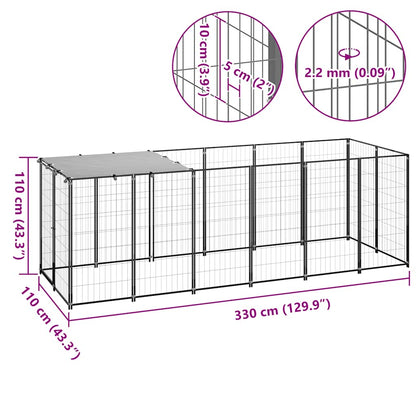 Hondenkennel 330x110x110 cm staal zwart