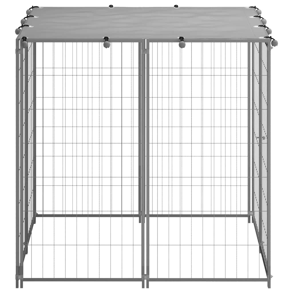 Hondenkennel 110x110x110 cm staal zilverkleurig