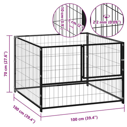 Hondenkennel 100x100x70 cm staal zwart