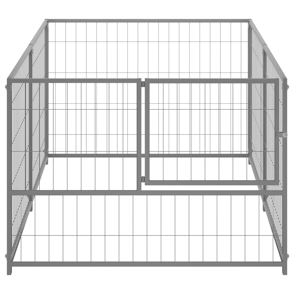 Hondenkennel 200x100x70 cm staal zilverkleurig