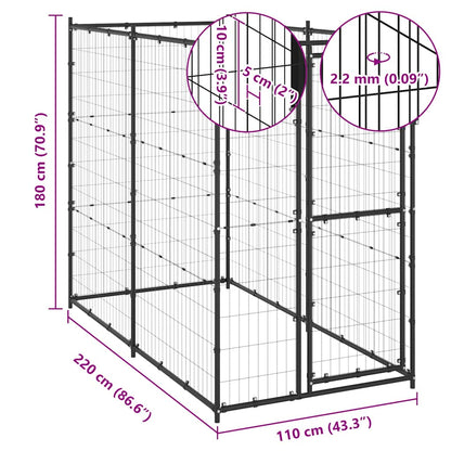 Hondenkennel voor buiten 110x220x180 cm staal