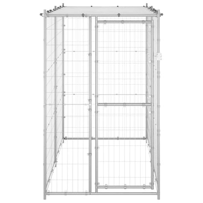 Hondenkennel buiten met dak 110x220x180 cm gegalvaniseerd staal