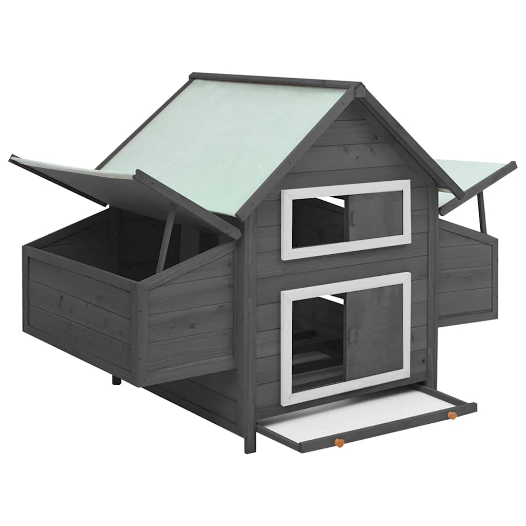 Kippenhok 150x96x110 cm massief vurenhout grijs en wit