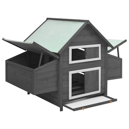 Kippenhok 150x96x110 cm massief vurenhout grijs en wit