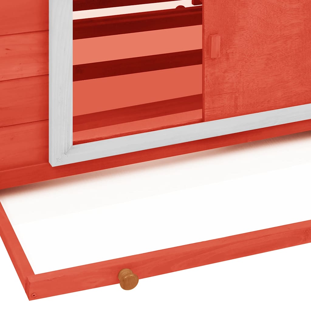 Kippenhok 150x96x110 cm massief vurenhout rood en wit