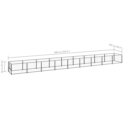 Hondenkennel 9 m² staal zwart