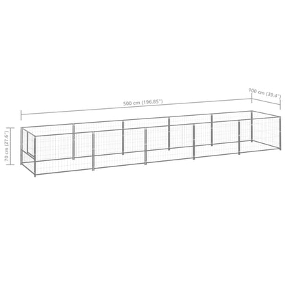 Hondenkennel 5 m² staal zilverkleurig