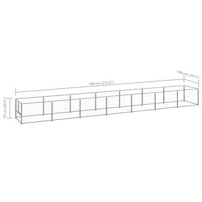 Hondenkennel 7 m² staal zilverkleurig