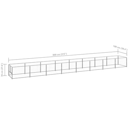 Hondenkennel 8 m² staal zilverkleurig