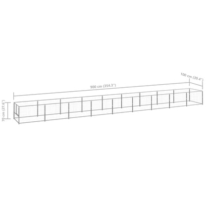 Hondenkennel 9 m² staal zilverkleurig