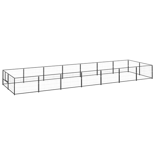 Hondenkennel 14 m² staal zwart