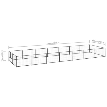 Hondenkennel 14 m² staal zwart