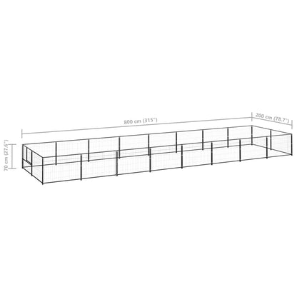 Hondenkennel 16 m² staal zwart