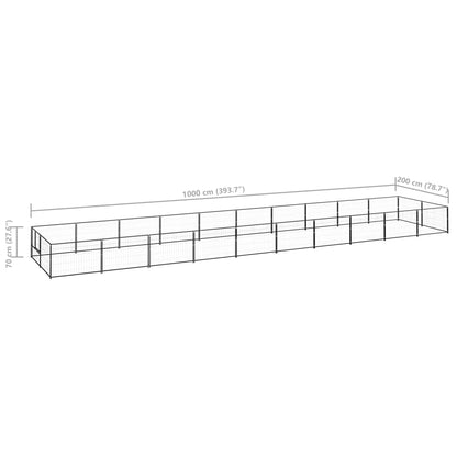 Hondenkennel 20 m² staal zwart