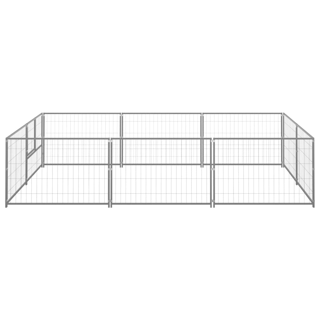 Hondenkennel 6 m² staal zilverkleurig