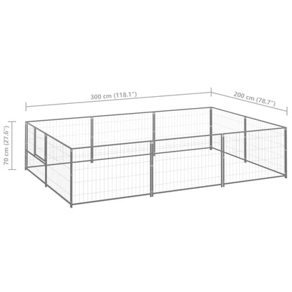 Hondenkennel 6 m² staal zilverkleurig