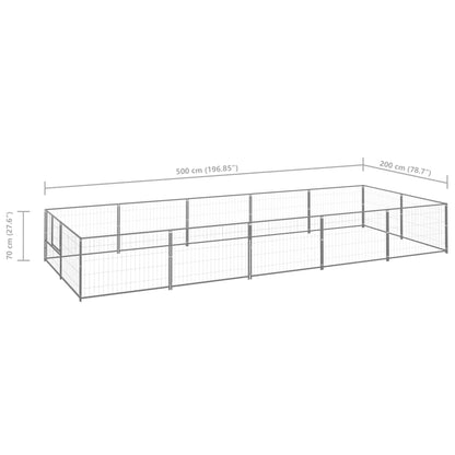 Hondenkennel 10 m² staal zilverkleurig