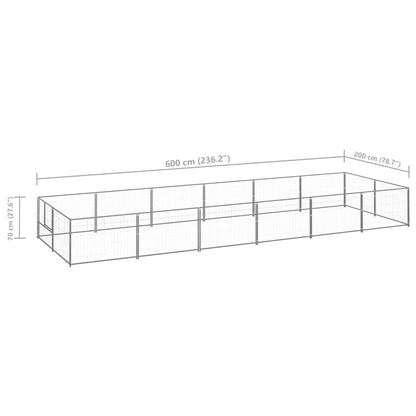 Hondenkennel 12 m² staal zilverkleurig