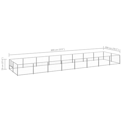 Hondenkennel 16 m² staal zilverkleurig