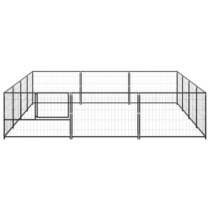 Hondenkennel 12 m² staal zwart