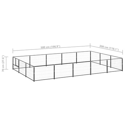 Hondenkennel 15 m² staal zwart