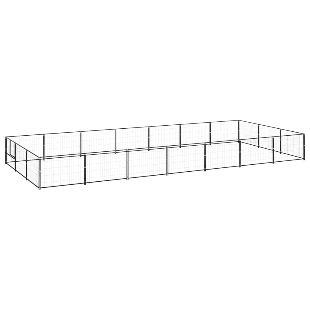 Hondenkennel 21 m² staal zwart