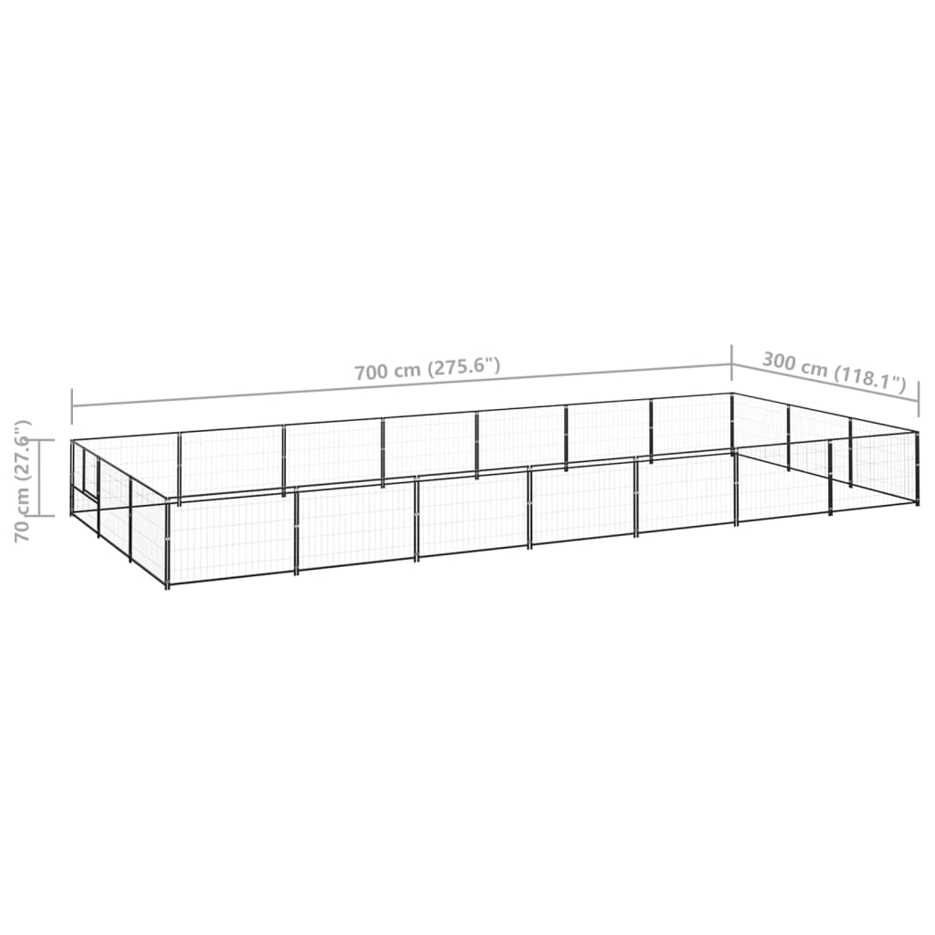 Hondenkennel 21 m² staal zwart