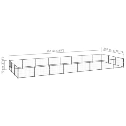 Hondenkennel 24 m² staal zwart