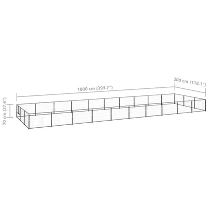 Hondenkennel 30 m² staal zwart