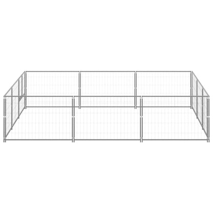 Hondenkennel 9 m² staal zilverkleurig