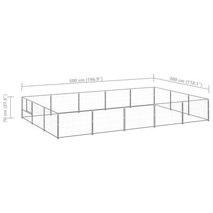 Hondenkennel 15 m² staal zilverkleurig