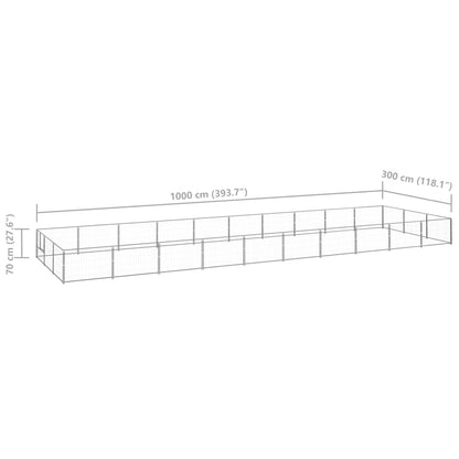 Hondenkennel 30 m² staal zilverkleurig