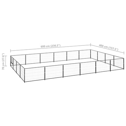 Hondenkennel 24 m² staal zwart