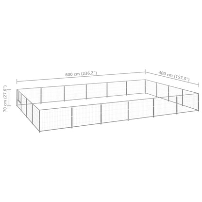 Hondenkennel 24 m² staal zilverkleurig