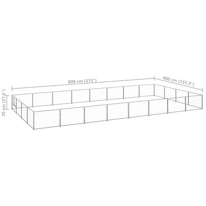 Hondenkennel 32 m² staal zilverkleurig