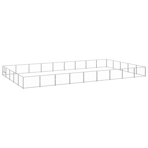 Hondenkennel 45 m² staal zilverkleurig