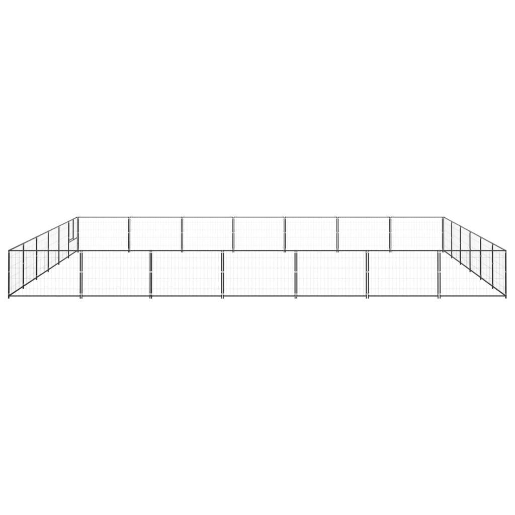 Hondenkennel 42 m² staal zwart