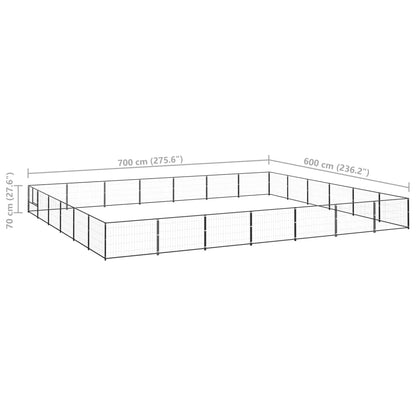 Hondenkennel 42 m² staal zwart