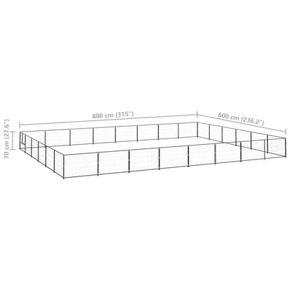 Hondenkennel 48 m² staal zwart