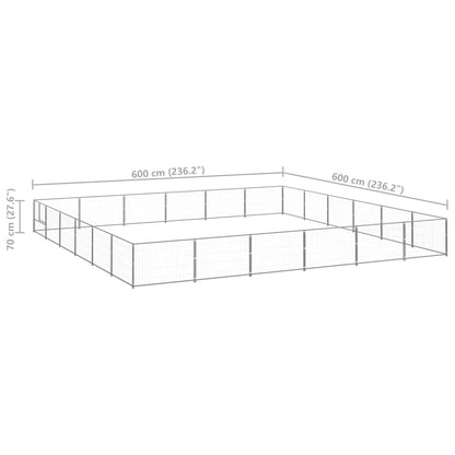 Hondenkennel 36 m² staal zilverkleurig