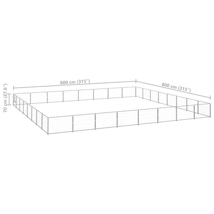 Hondenkennel 64 m² staal zilverkleurig